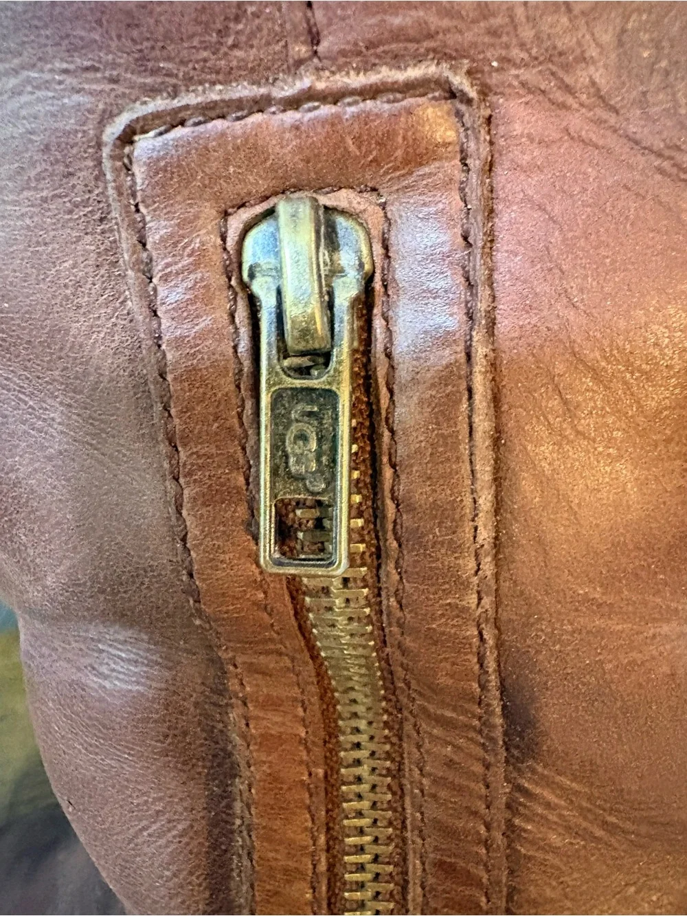 UGG Tupelo Brown Leather Tall Riding Boots Sheepskin Lined Buckle Detail Size 7